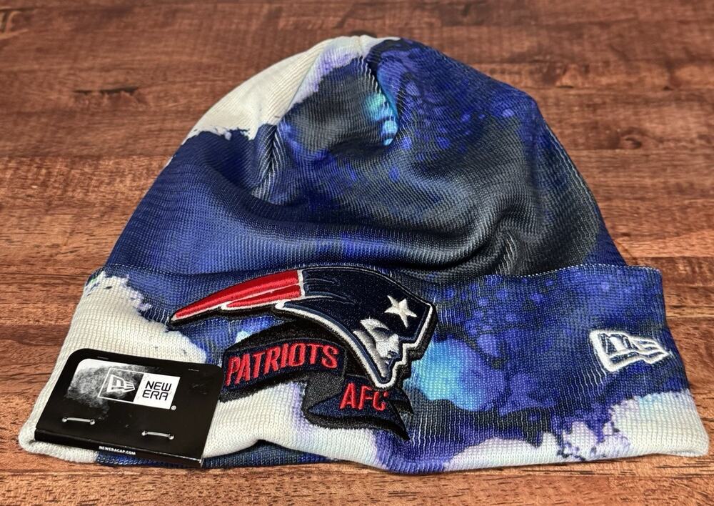 NE Patriots New Era NFL On-Field Sideline Ink Beanie Tie Dye Knit Hat NWT